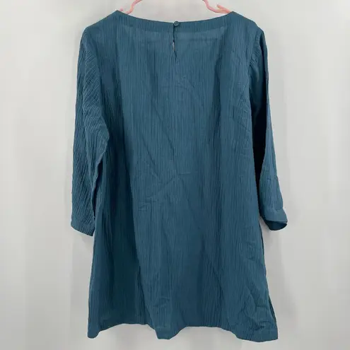 Soft Surroundings Tunic Top Size Large NWOT Oceo Gauze Mallard Blue 3/4 Sleeve