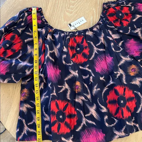 Velvet by Graham & Spencer Edlin Printed Silk Cotton Voile, Twilight,Large, NWT Black