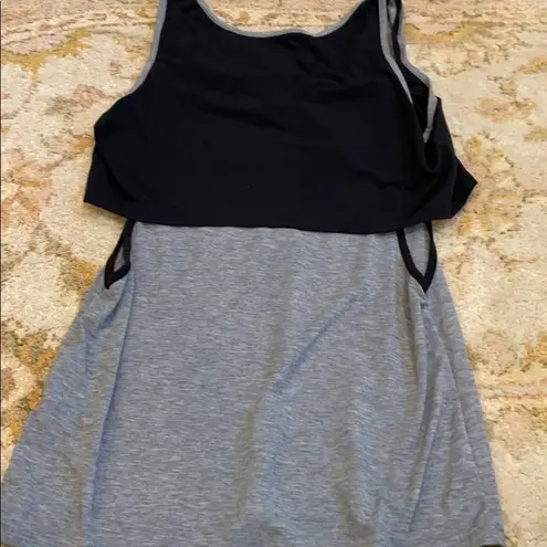 Ellie Grey & Black Tank with Attached Black Shelf Top Cut Out Sz Medium Workout