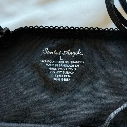 Spoiled Angel Black Velour Faux Velvet Cami Tank Top Dainty Emo Goth Lingerie Lg