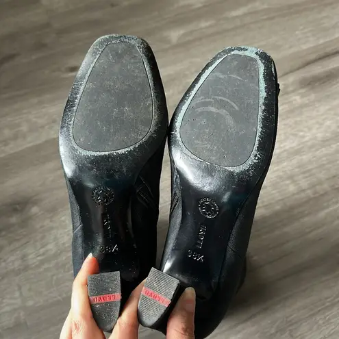 Black Suede Bowtie Toe Booties Size 8.5