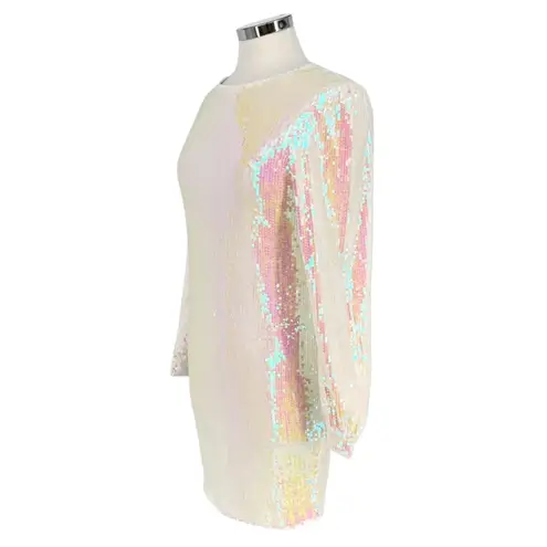 Allegra K Iridescent Sequin Long Sleeve Mini Dress White Size Medium NWT