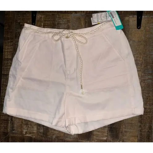 Macy's NWT New Flag & Anthem Shirley Pull On Utility Shorts Light Pink Cotton Linen M