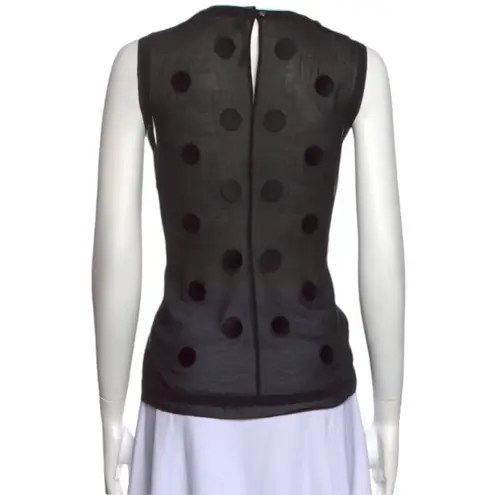 Karen Millen Black Sequin Sheer Embroidered Dot Back Sleeveless Top Size 10