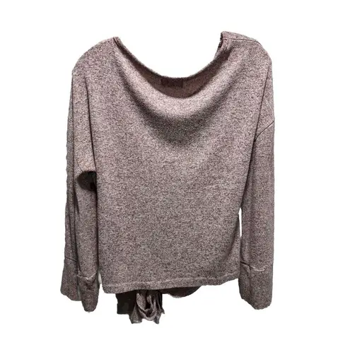 Poof Apparel Pink Sweater Scoop Neck 3/4 Wide Sleeve Size Medium Tie Hem