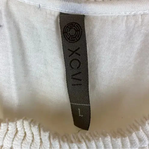 XCVI Ivory Crochet Fringe Long Sleeve Mini Dress L