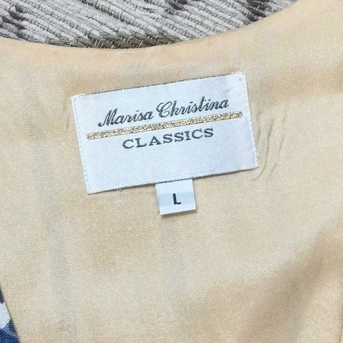 Vintage Floral Vest Yellow Blue Striped Linen Blend USA L Large