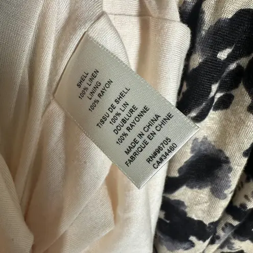 Rebecca Taylor Kaleidoscope Jersey Linen Dress Midi Slit Ruching Size Large