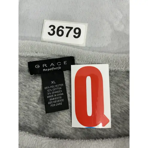 Womans Grace The Perfect Fit XL Gray Pullover Crew Neck Long Sleeve Soft Shirt