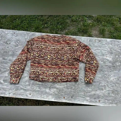 Diane Gilman Vintage 90s Blazer Cropped Zip Jacket Silk Aztec Bomber medium fall