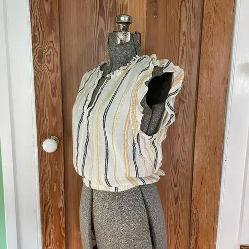 Lilla P Woven Stripe Ruffle Sleeve Tank