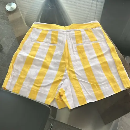 L'Agence L’Agence Vittoria Linen Blend Shorts, Yellow & White Stripes Size 2 New w/Tag