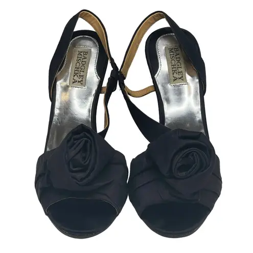 Badgley Mischka β Rosette Stiletto Heeled Sandals β Black β 8M β Cocktail Attire