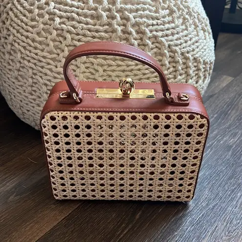 Luna Mini Leather & Rattan Box Bag