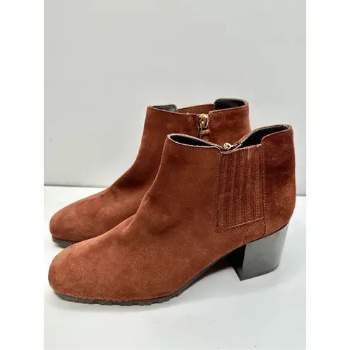Aquatalia Boots Womens Size 8 Block Heel Ginger Suede Ankle Booties Leather