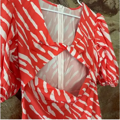 Commense Stripe Pattern Cutout Long Dress size XL Orange