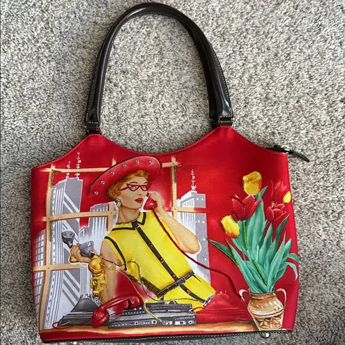 Bueno EUC tote bag. Canvas exterior with embellishments on one side