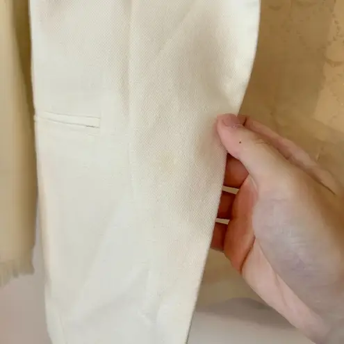 Zadig & Voltaire Volly Frange Ivory Open Front Blazer Jacket Size 36