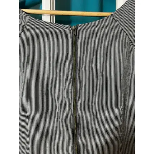 J. CREW FACTORY Gray Grey Career Short Cap Sleeve Stripe Cotton Silk Dress 14