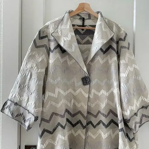 Ic Connie K Chevron Jacket Blazer Gray Lagenlook Art Size 3X