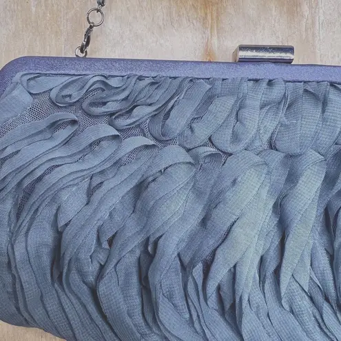 Rare Nite Bags by Carlo Fellini Elegant Grey Ruffled Clutch Evening Cocktail Gray