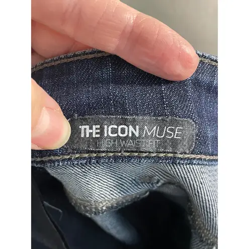 JOES JEANS Womens Dark Wash Crop Flare Jeans Cuffed Size 28 Blue