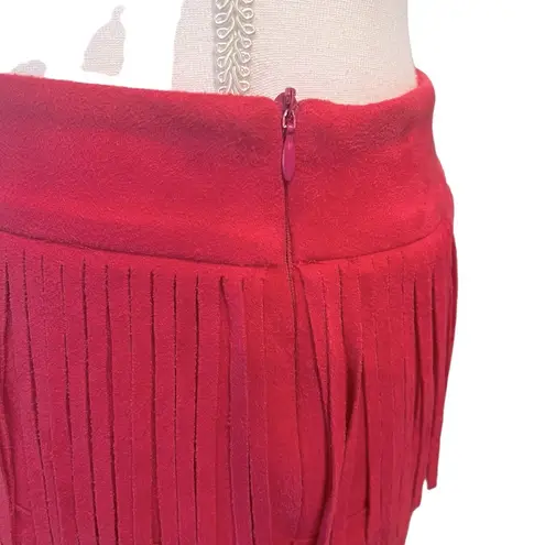 TCEC  Pink Faux Sued Fringe Mini Skirt Size Small Cowgirl Western Nashville