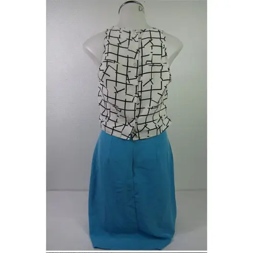 Gemma Crus Women's Peep Back Combo Sleeveless Sheath Dress 0 Blue