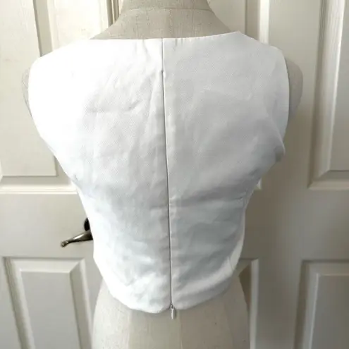 Chicwish Savvy cream crossover cropped sleeveless top