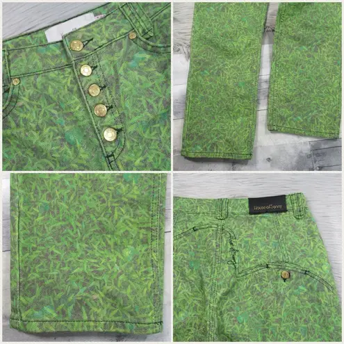 HOUSE OF SUNNY London Fields Jessie High Waisted Button Fly Straight Leg Jeans 4 Green