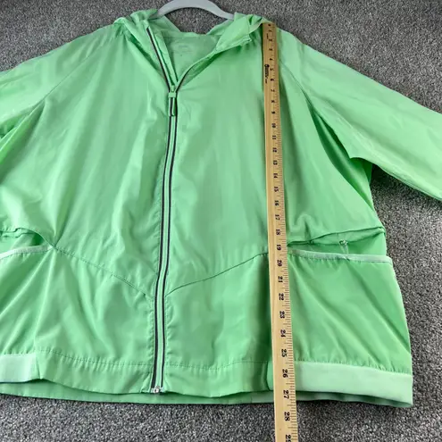 Zuda Women's Lightweight Full Zip Hooded Rain Jacket Activewear Lime Green Green Size 3X