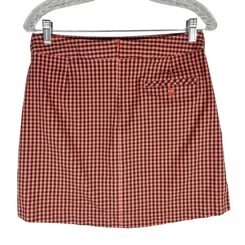 Lady Hagen  Gingham Check Golf Skort 6 Salmon Brown Pockets Skirt Shorts