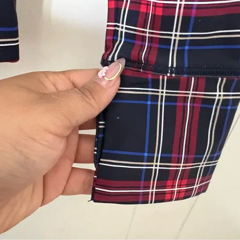 Ganni Blue Red Plaid Heavy Long Sleeve Top Size 34