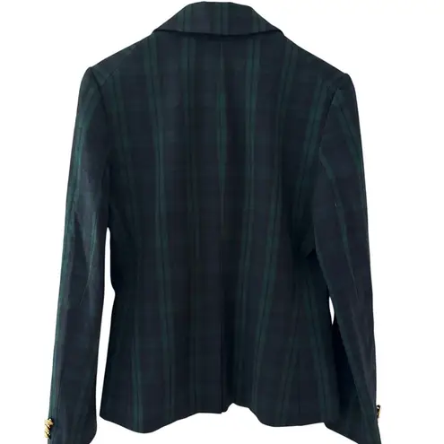 Boston Proper Andrea Behar x Chest Emblem Chest Tartan Plaid Blazer Size 8