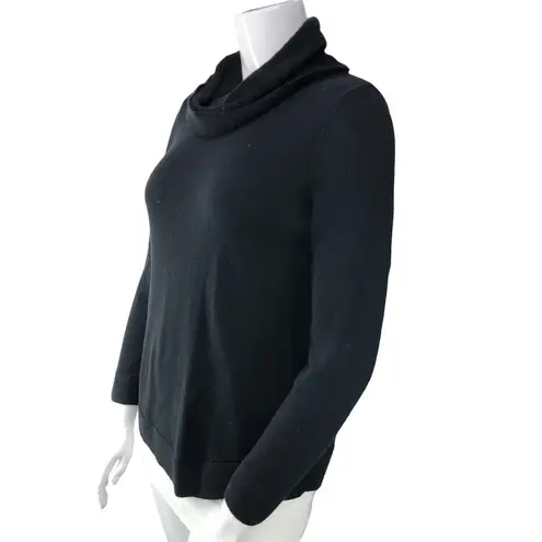 Chico's  Womens Size 2 US 12 L Cowl Neck Sweater Black Cotton Nylon Silk Blend