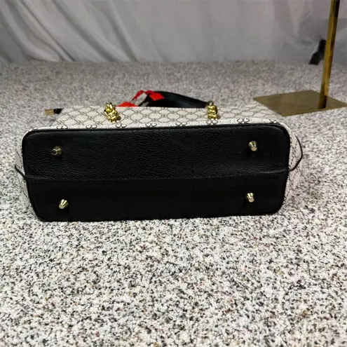 Montana West Women's Black Monogram Tote Bag with Chain Handles