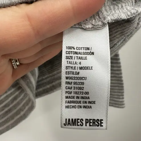 James Perse STANDARD Gray White Stripe Cowl Neck Long Sleeve Cotton Top Size 4