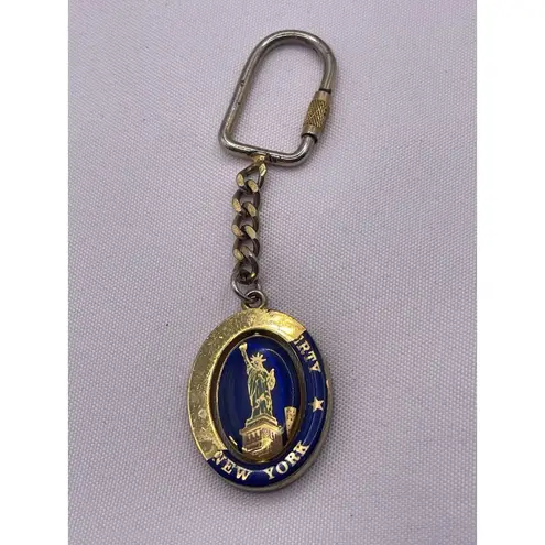 Vintage Keychain STATUE OF LIBERTY Key Ring Rotating Spinner Fob NEW YORK