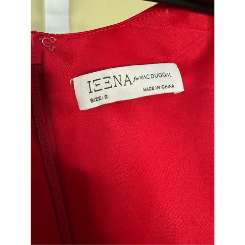 Mac Duggal NWT Short Puff Sleeve Faux Wrap Dress in Rusty Red Size 2