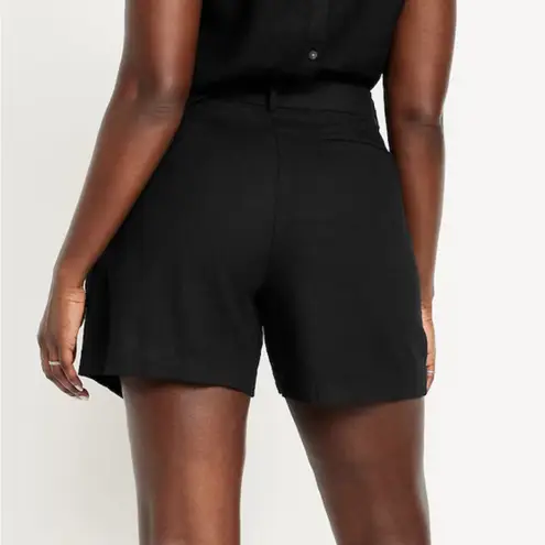 Old Navy  Black Extra High-Waisted Linen-Blend Taylor Trouser Shorts - Image 2