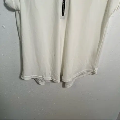 Sweet Wanderer Blouse White Black Mesh Half Zip S