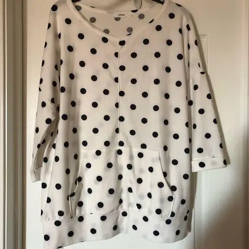 Cherish  white and navy blue polka blouse