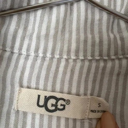 UGG Raven Stripe PJ Button Down Shirt Pajama Size S Gray