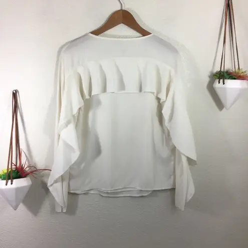 Cooper and Ella  ivory ruffle sleeve blouse