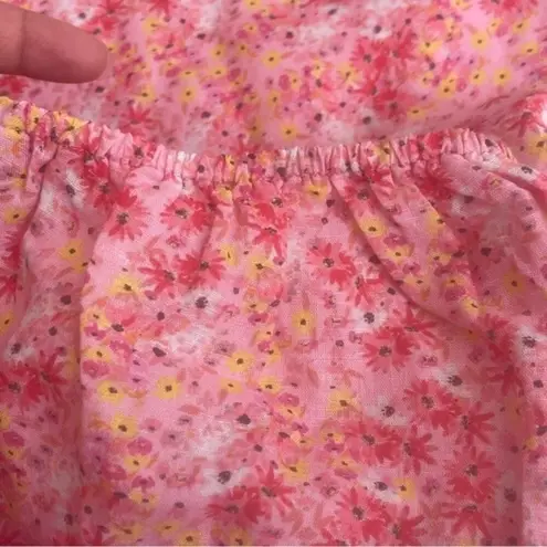 Something Navy Mini Floral One-Shoulder Linen & Cotton Dress Size M