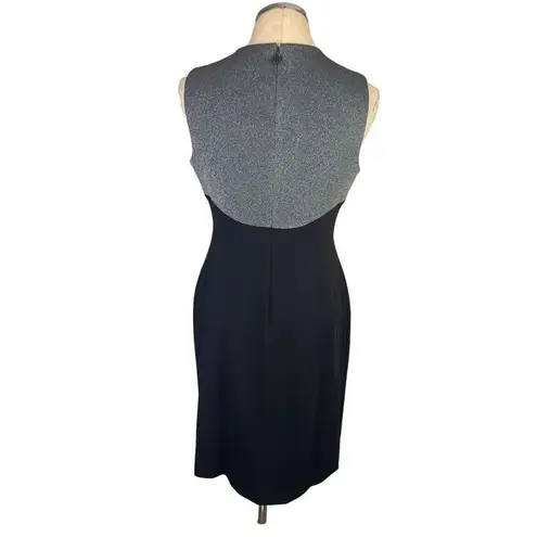 Tommy Hilfiger 8  Black Silver Sleeveless Sheath Dress Stretch Fabric Back Zip