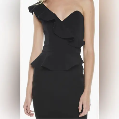 Bardot Camellia One-Shoulder Cocktail Sheath Dress in Black 6 / S