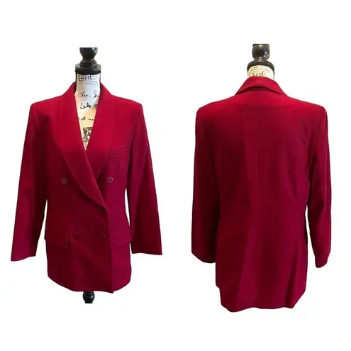 Oleg Cassini Wool 2pc Skirt Suit Blazer Jacket Ruby Red Size 12 Vintage Rare NWT