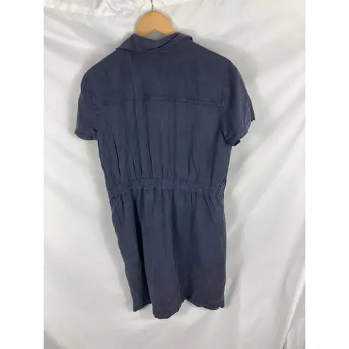 Caslon Utility Short Sleeve Zip Up Dress Blue Size Large