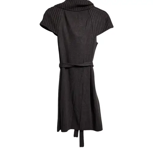 Calvin Klein Brown Knit Sweater Dress S (est.) Cowl Neck Short Sleeve Academia